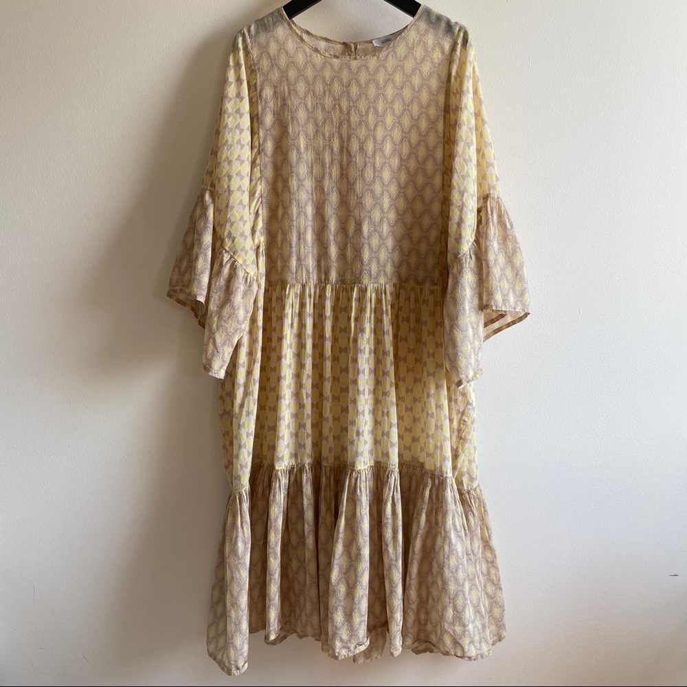 Closed brand lightweight cotton easy tent dress ruffles geometric pattern sz L